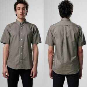 NEW NN07 No Nationality Slim Cotton Khaki Short Sleeve Shirt Size XL Sixteen Top
